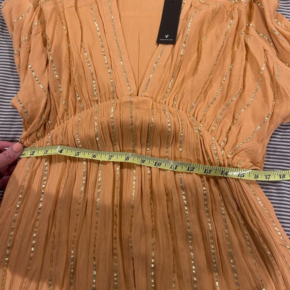 Lulus Goddess Vibes Rusty Rose Gold Stripe Dolman Sleeve Maxi, Size L, NWT - Picture 9 of 9